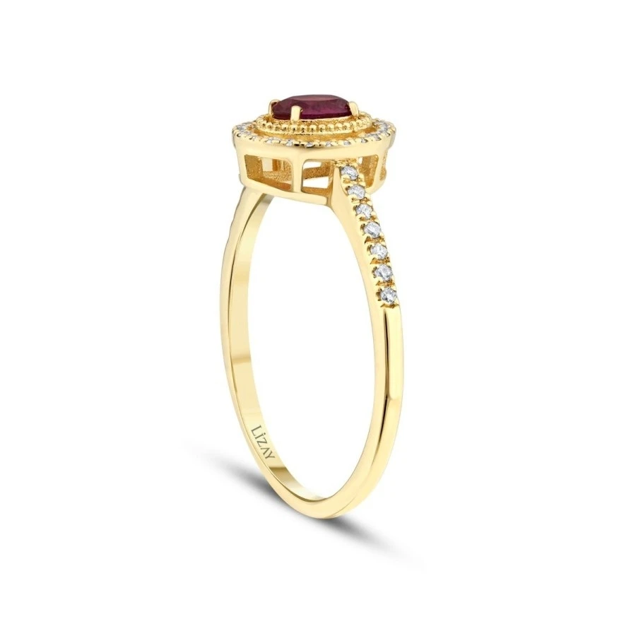 0.41 Karat Pırlanta Yakut Yüzük - 2