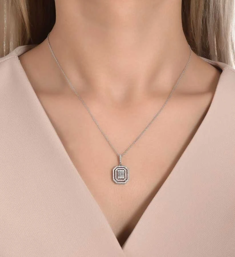 0.42 Karat Pırlanta Baget Kolye - 3