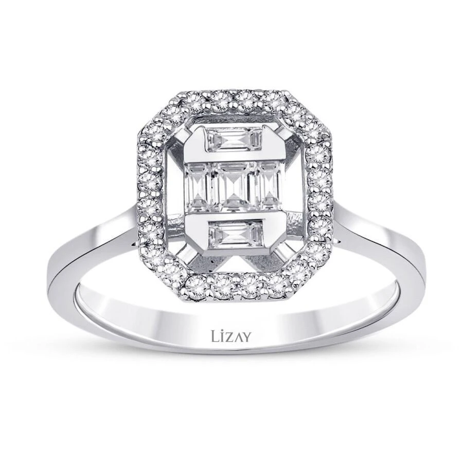 0.42 Karat Pırlanta Baget Yüzük - 1