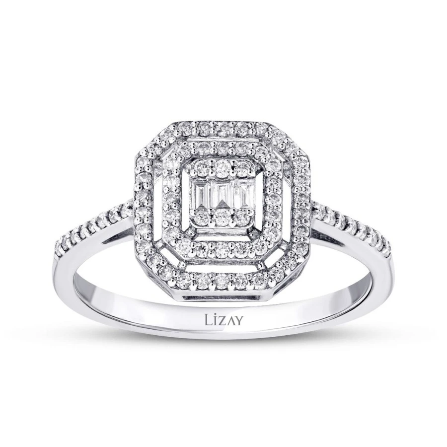 0.42 Karat Pırlanta Baget Yüzük - 1