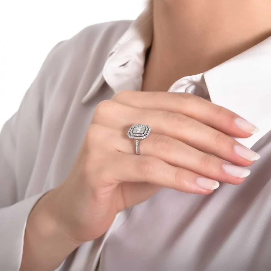 0.42 Karat Pırlanta Baget Yüzük - 3