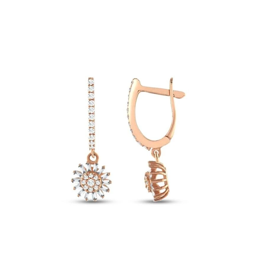 0.42 Karat Pırlanta Çiçek Küpe - 1