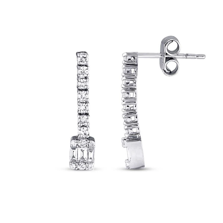 0.43 Karat Pırlanta Baget Küpe - 1