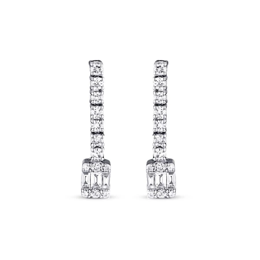 0.43 Karat Pırlanta Baget Küpe - 2