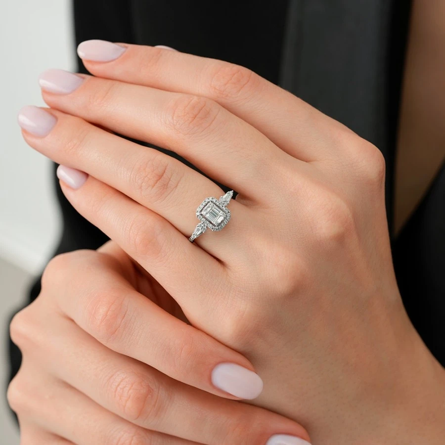 0.43 Karat Pırlanta Baget Yüzük - 3