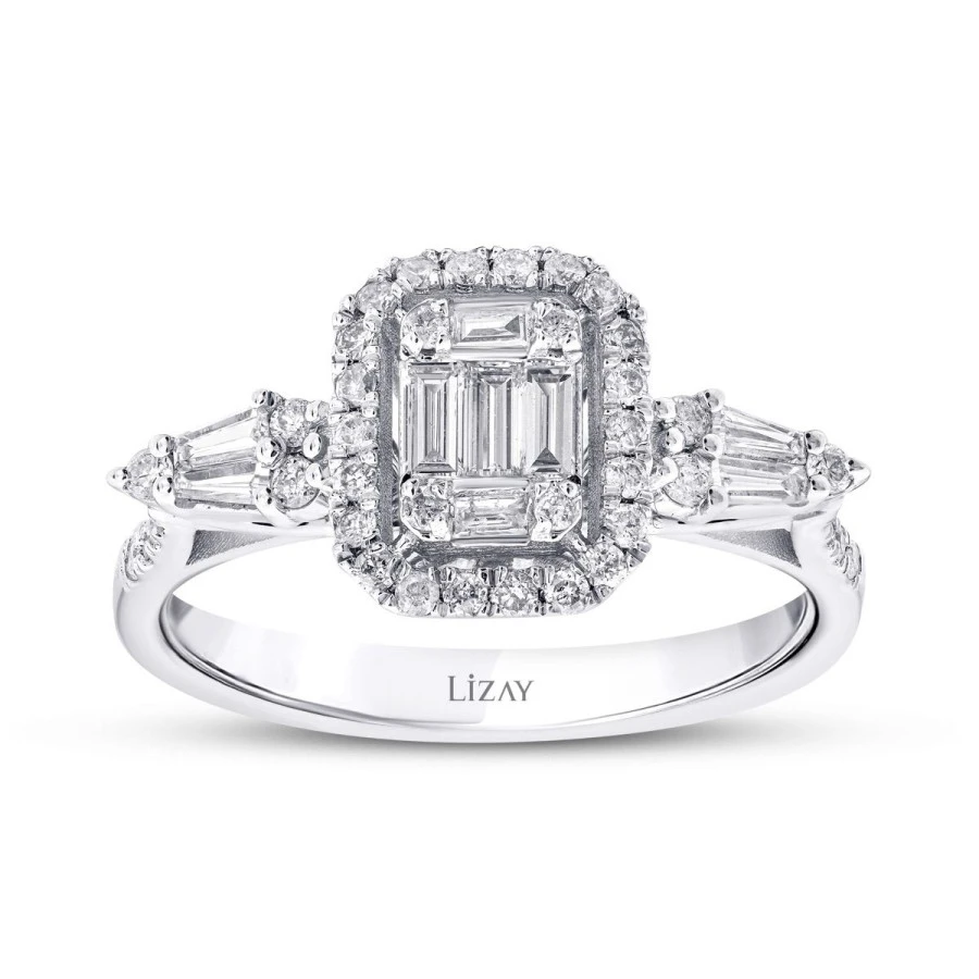 0.43 Karat Pırlanta Baget Yüzük - 1