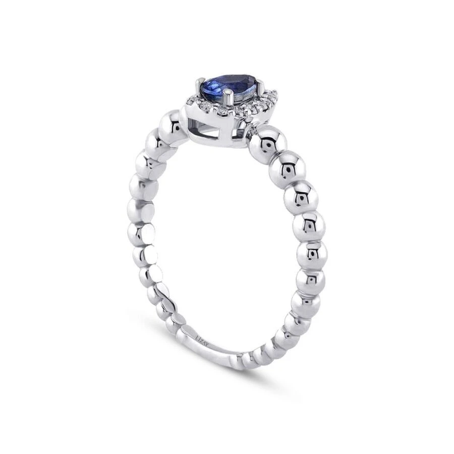 0.43 Karat Pırlanta Damla Safir Yüzük - 2