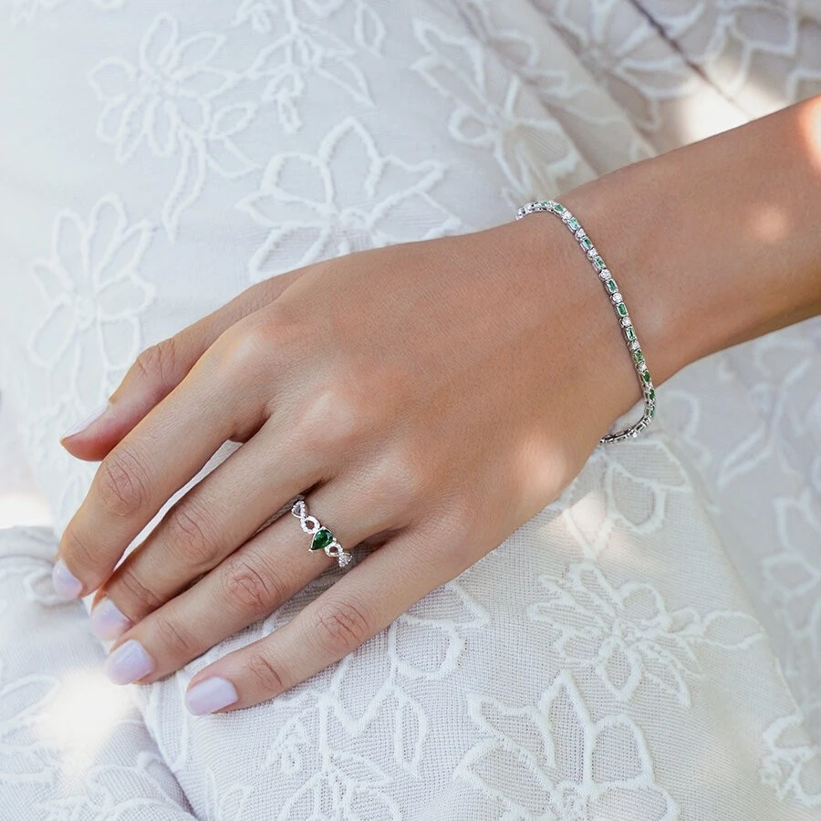 0.43 Karat Pırlanta Zümrüt Yüzük - 3