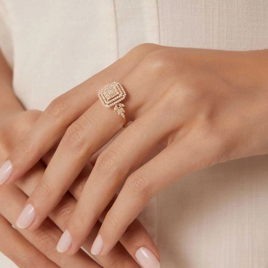 0.44 Karat Pırlanta Baget Yüzük - 1