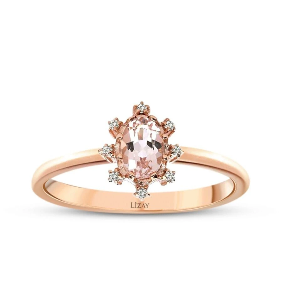 0.44 Karat Pırlanta Morganit Yüzük - 1