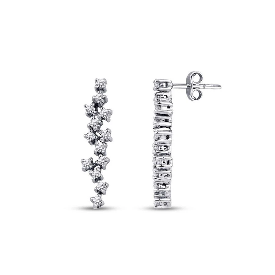 0.44 Karat Pırlanta Tasarım Küpe - 1