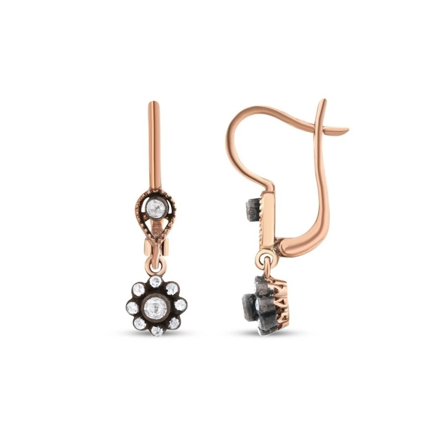 0.46 Karat Elmas Tasarım Küpe - 2