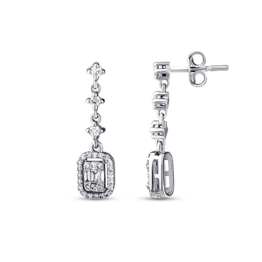 0.46 Karat Pırlanta Baget Küpe - 1