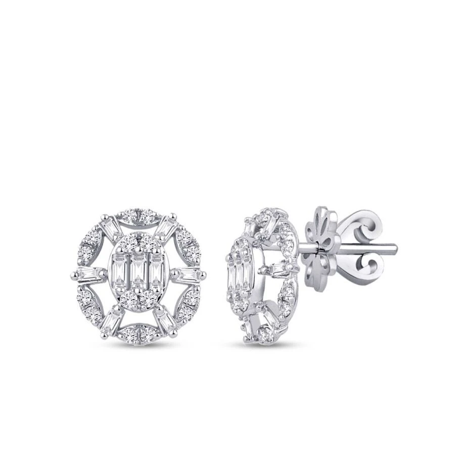 0.46 Karat Pırlanta Baget Küpe - 1