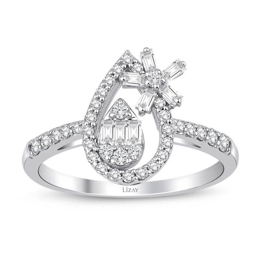 0.46 Karat Pırlanta Baget Yüzük - 1