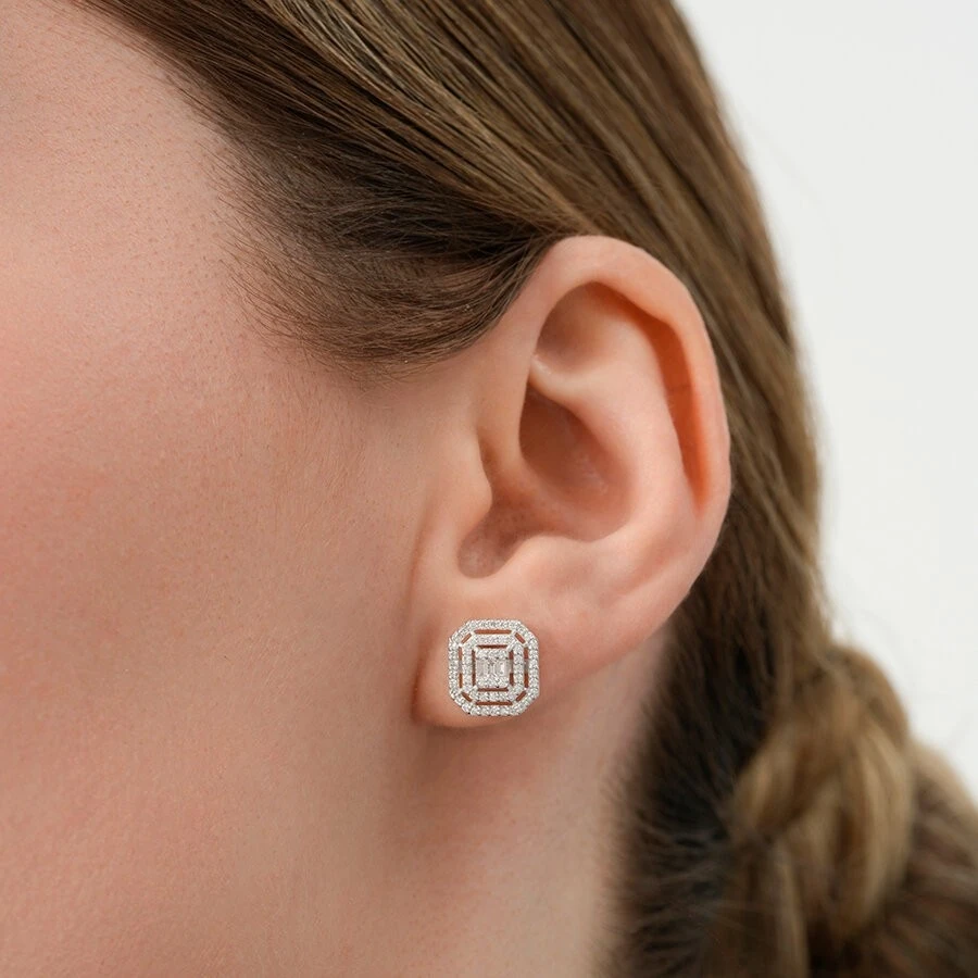 0.47 Karat Pırlanta Baget Küpe - 3