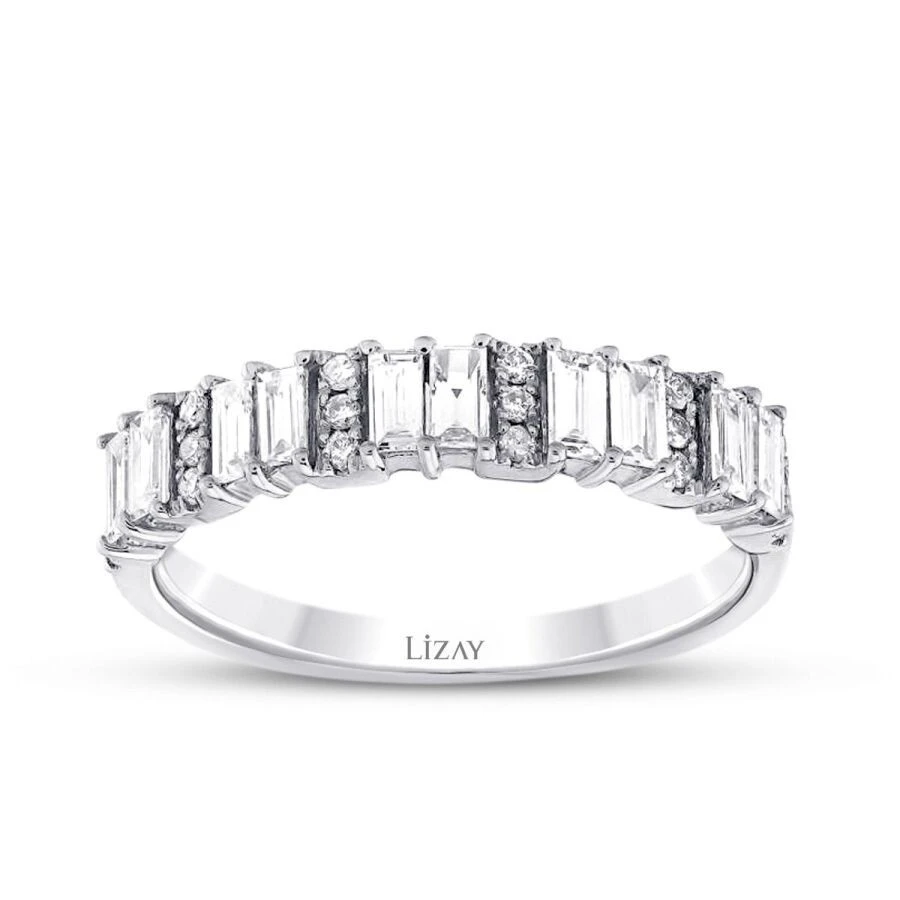 0.47 Karat Pırlanta Baget Yarımtur Yüzük - 1