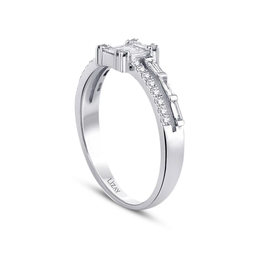 0.47 Karat Pırlanta Baget Yüzük - 2