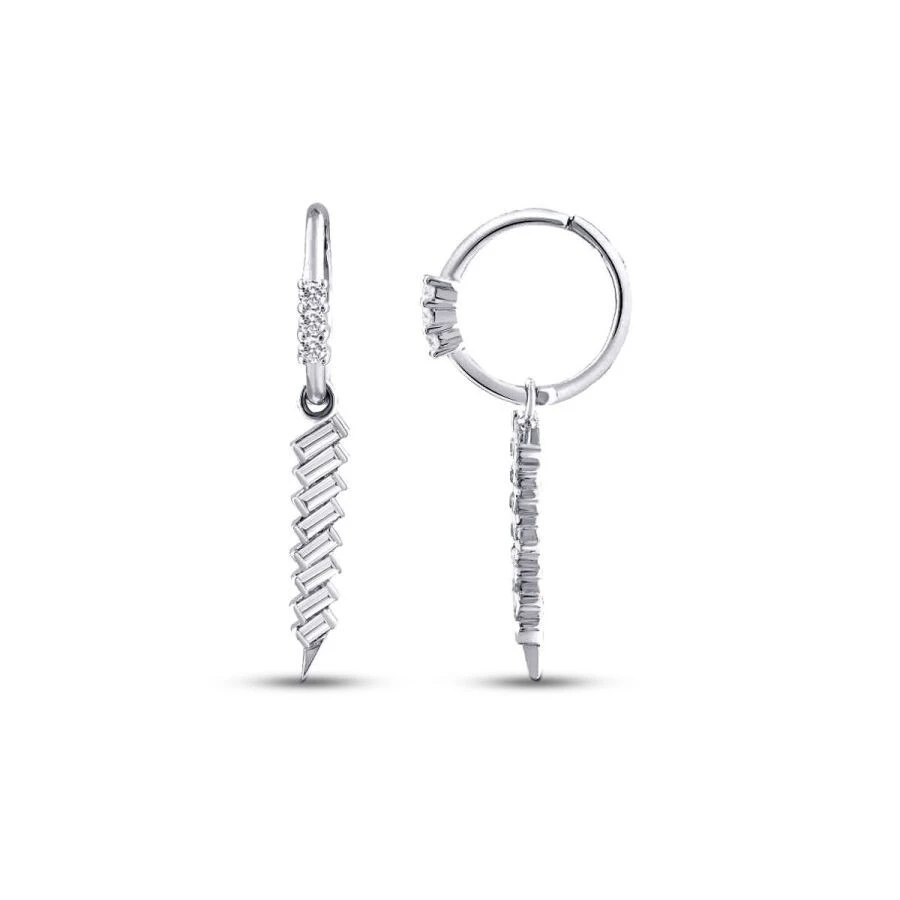 0.48 Karat Pırlanta Baget Küpe - 1