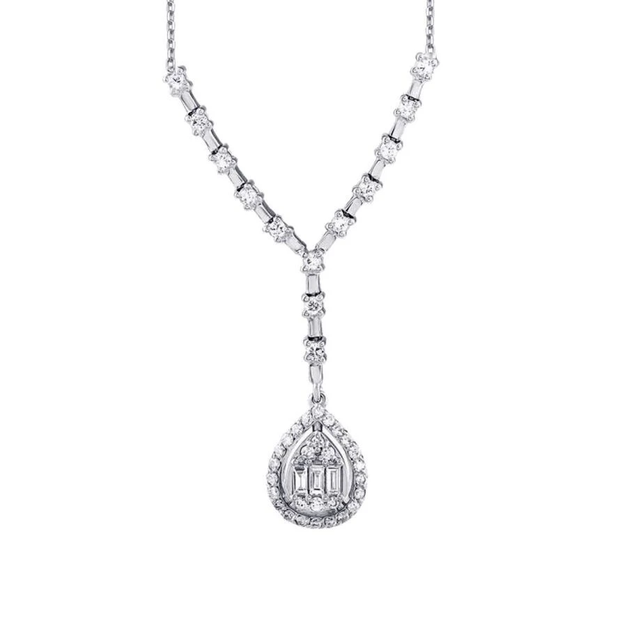 0.50 Karat Pırlanta Baget Damla Kolye - 2