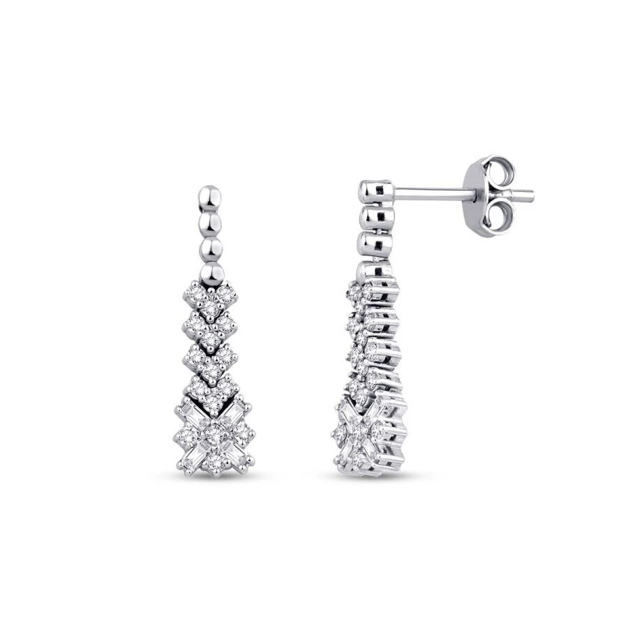 0.50 Karat Pırlanta Baget Küpe - 1