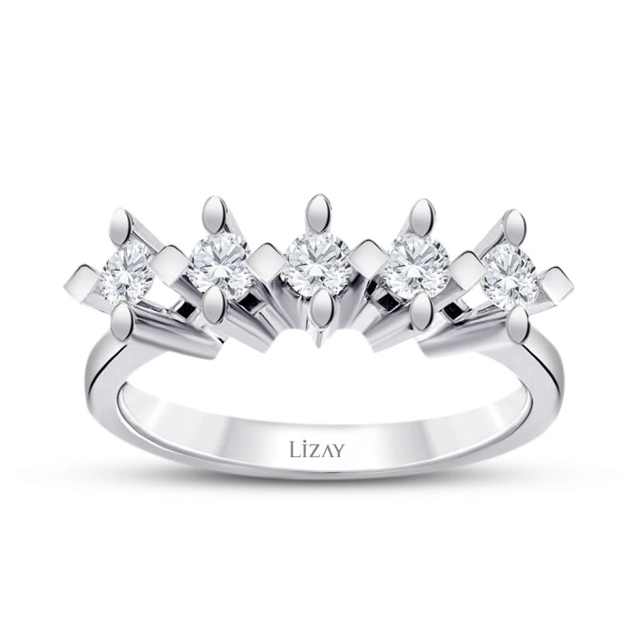 0.50 Karat Pırlanta Beştaş Yüzük - 1