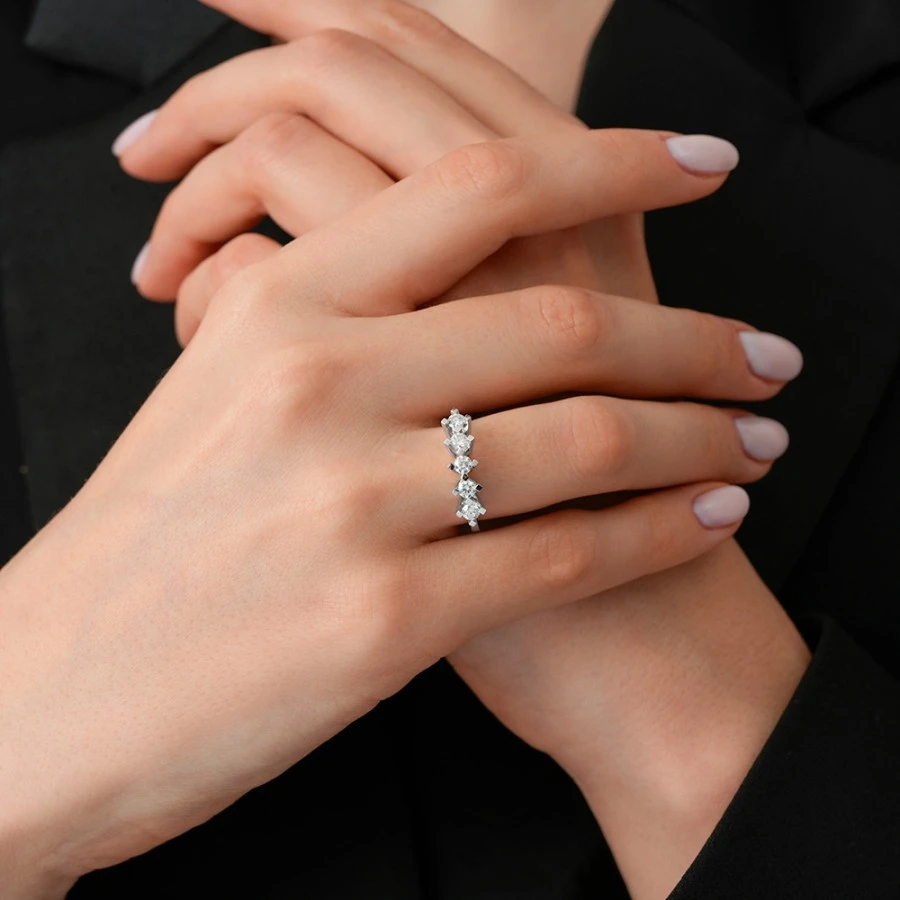 0.50 Karat Pırlanta Beştaş Yüzük - 3