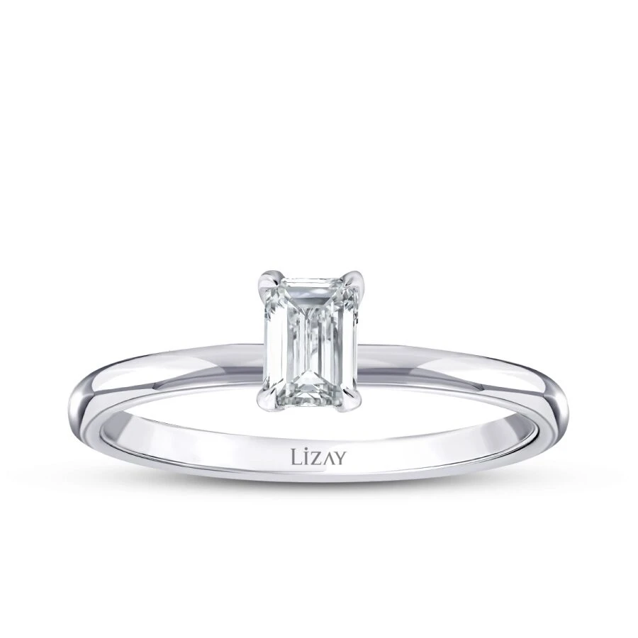 0.50 Karat Pırlanta Emerald Tektaş Yüzük - 1