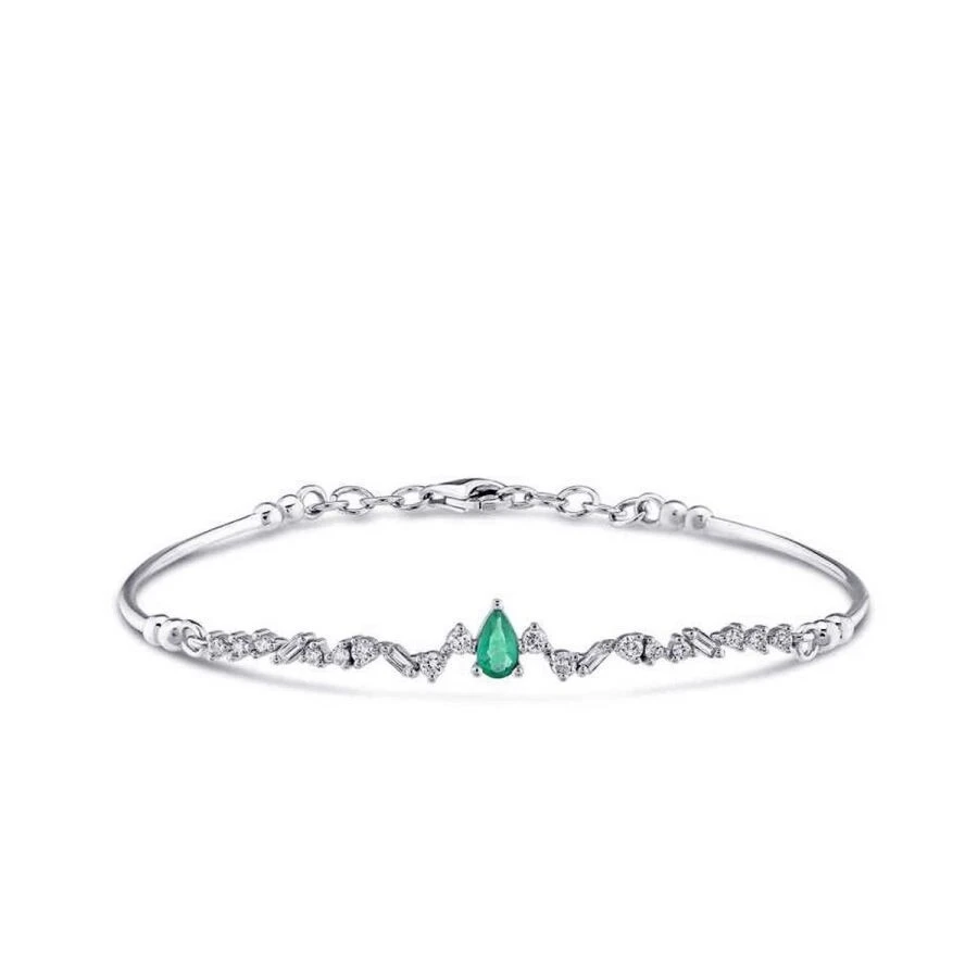 0.50 Karat Pırlanta Zümrüt Kelepçe - 1