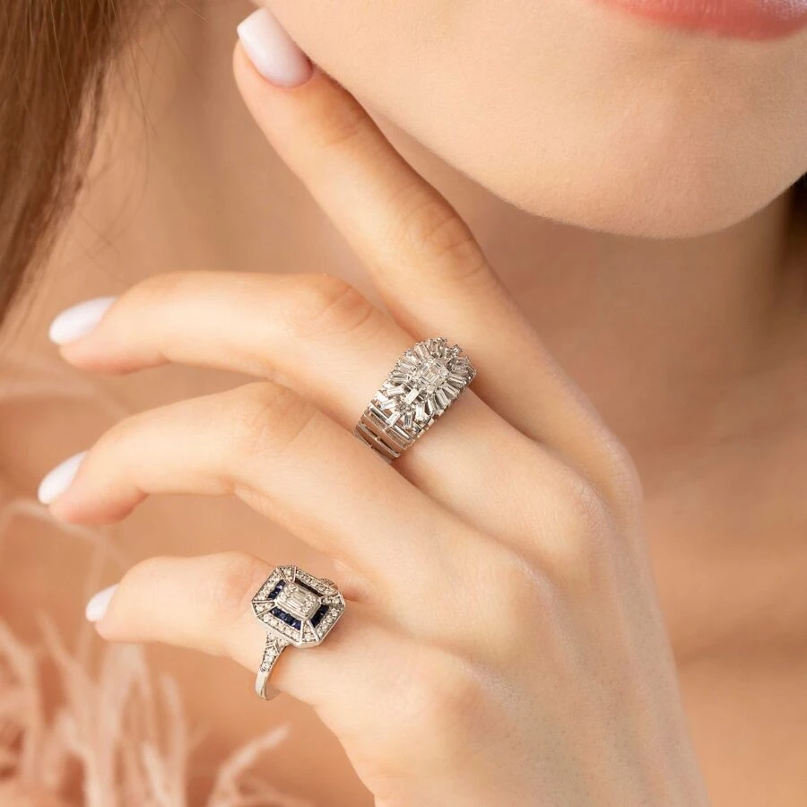 0.51 Karat Pırlanta Baget Yüzük - 3