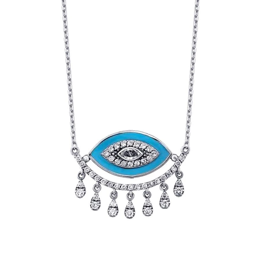 0.51 Karat Pırlanta Turkuaz Göz Kolye - 2