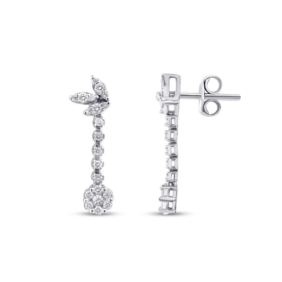 0.52 Karat Pırlanta Lotus Küpe - 1