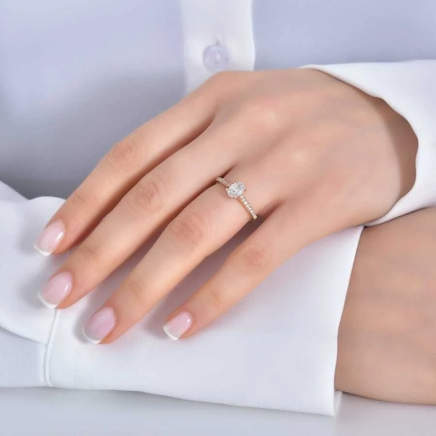 0.52 Karat Pırlanta Oval Tektaş Yüzük - 2