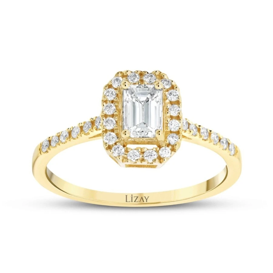 0.54 Karat Pırlanta Emerald Yüzük - 1