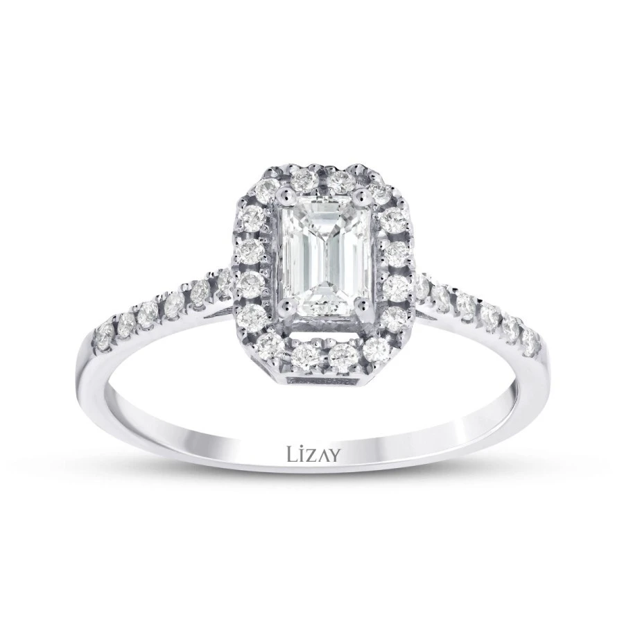 0.54 Karat Pırlanta Emerald Yüzük - 1