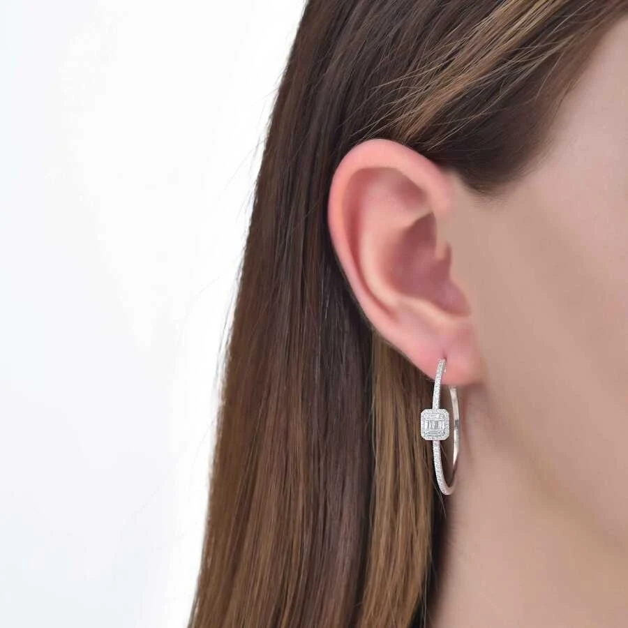 0.54 Karat Pırlanta Halka Küpe - 3