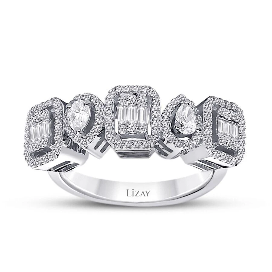 0.55 Karat Pırlanta Baget Yüzük - 1