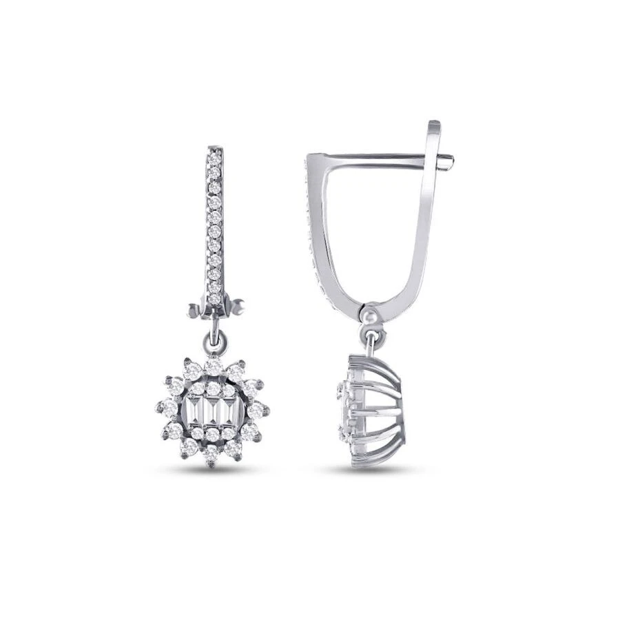 0.56 Karat Pırlanta Baget Küpe - 1