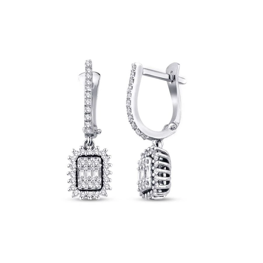 0.57 Karat Pırlanta Baget Küpe - 1