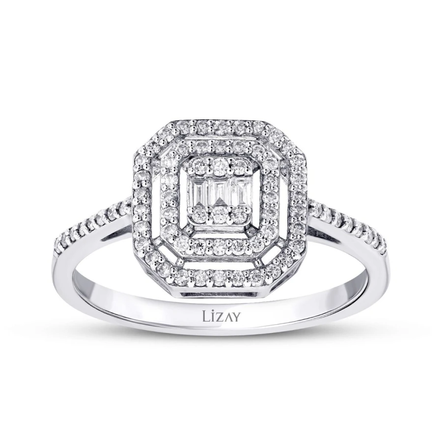 0.57 Karat Pırlanta Baget Yüzük - 1