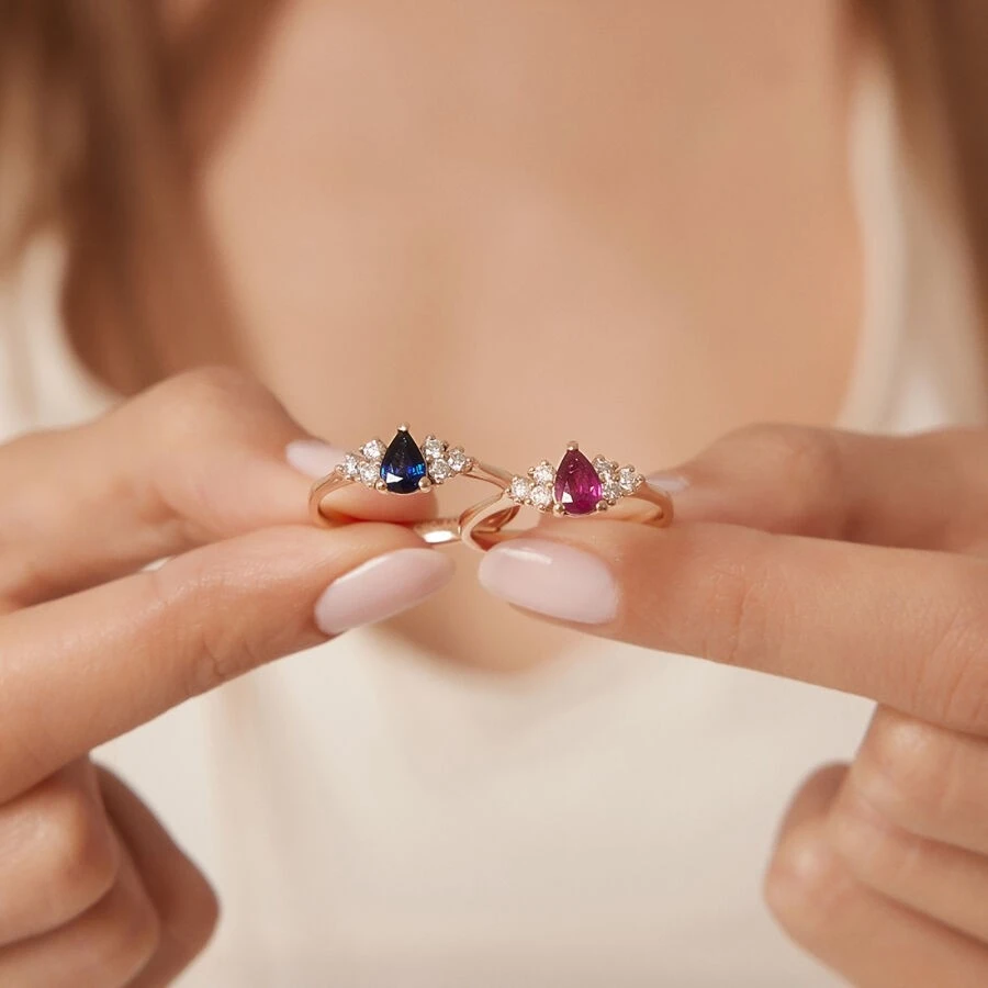 0.57 Karat Pırlanta Yakut Yüzük - 3