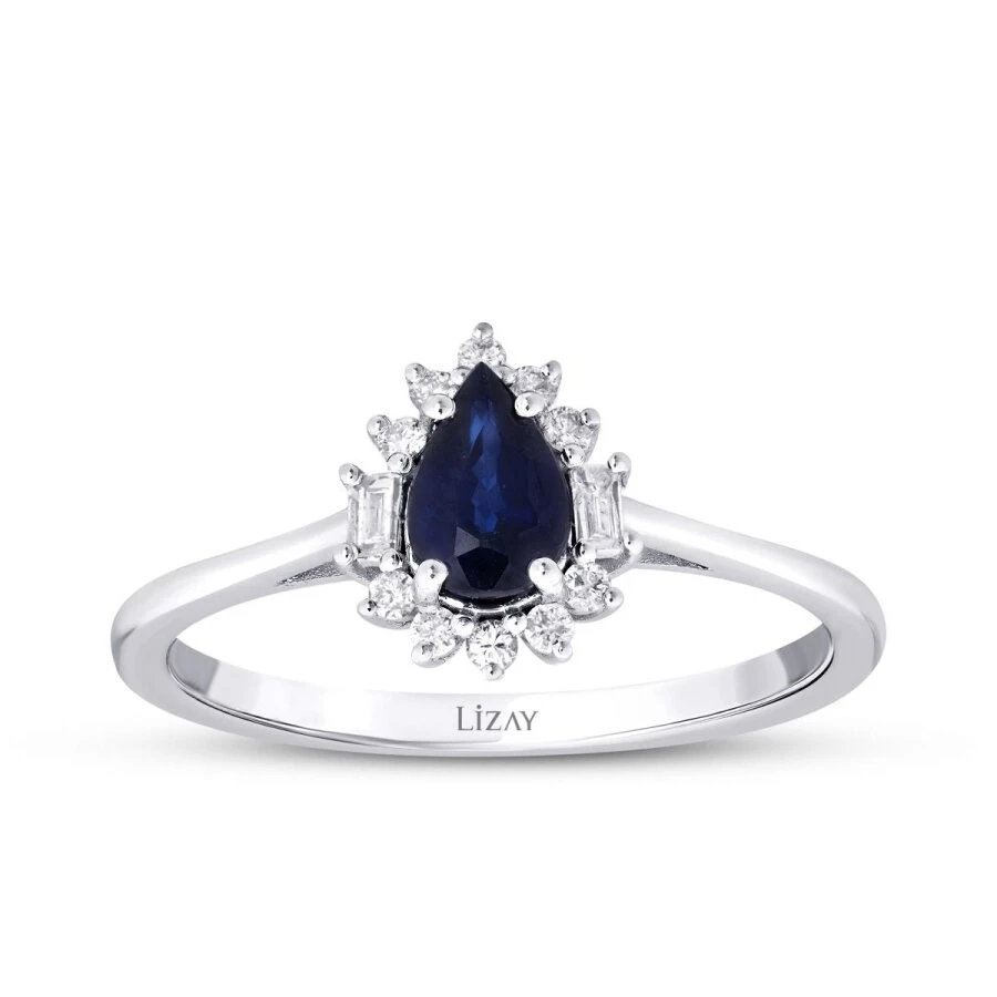 0.59 Karat Pırlanta Safir Yüzük - 1