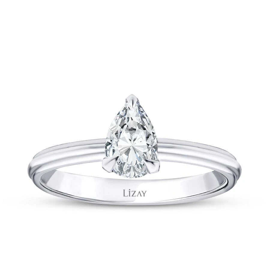 0.60 Karat Pırlanta Damla Tektaş Yüzük - 1