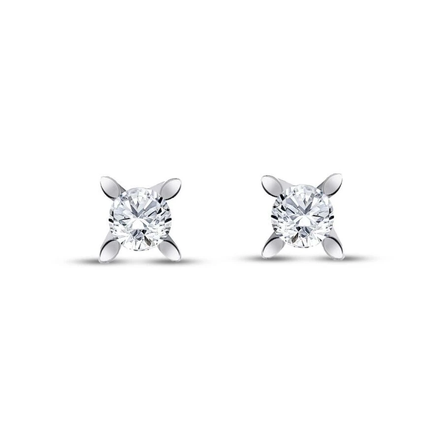 0.60 Karat Pırlanta Tektaş Küpe - 2