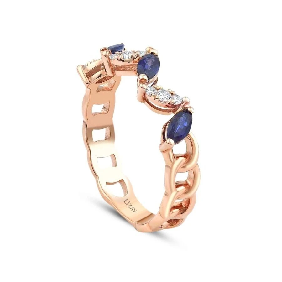 0.62 Karat Pırlanta Safir Yüzük - 2