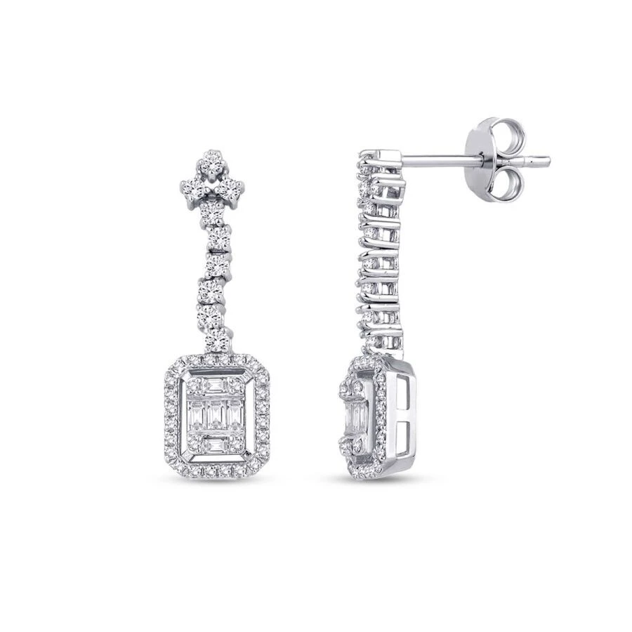 0.64 Karat Pırlanta Baget Küpe - 2