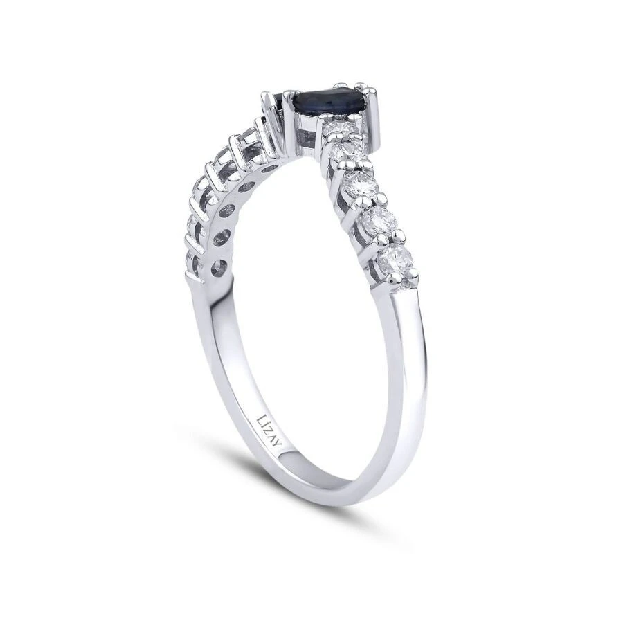 0.65 Karat Pırlanta Safir Lotus Yüzük - 2