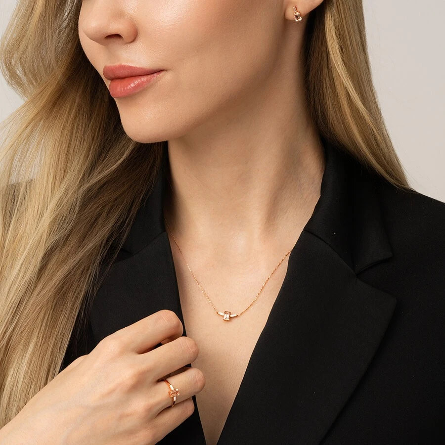 0.66 Karat Pırlanta Morganit Yüzük - 4