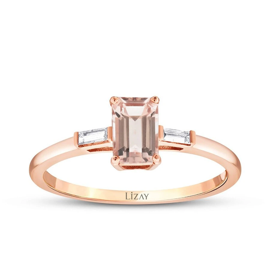 0.66 Karat Pırlanta Morganit Yüzük - 1