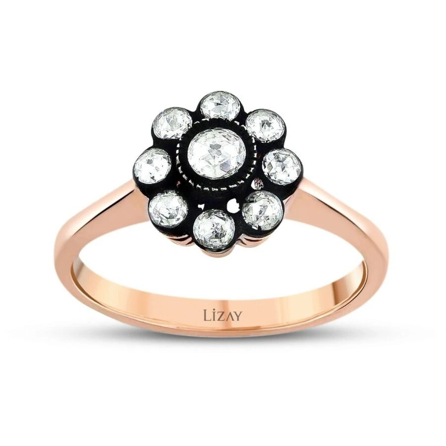 0.68 Karat Elmas Gül Yüzük - 1